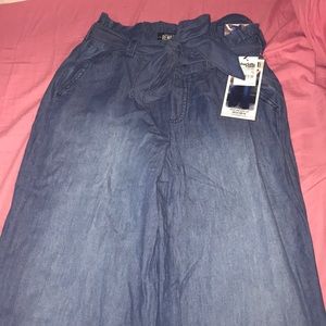 Rewash wide leg paper bag pants